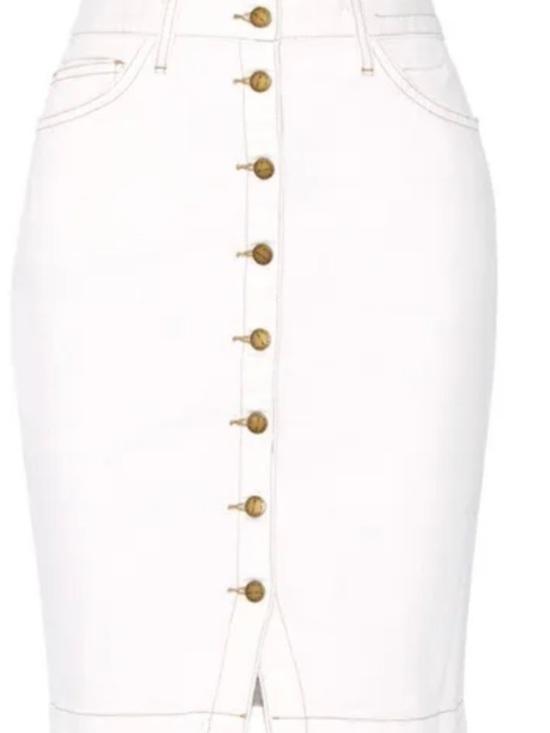 Current/Elliott Dresses & Skirts - Current Elliott White Button-Front Denim Pencil Skirt